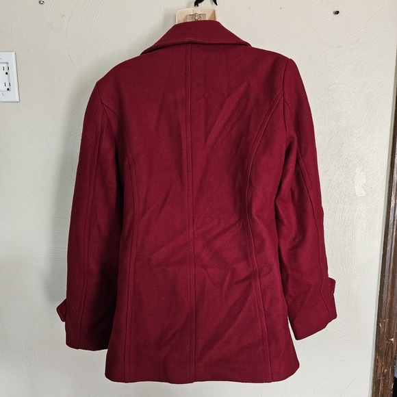Collection by Gallery Red Wine Wool Double Breasted Pea Coat Size Women Medium - Picture 2 of 13